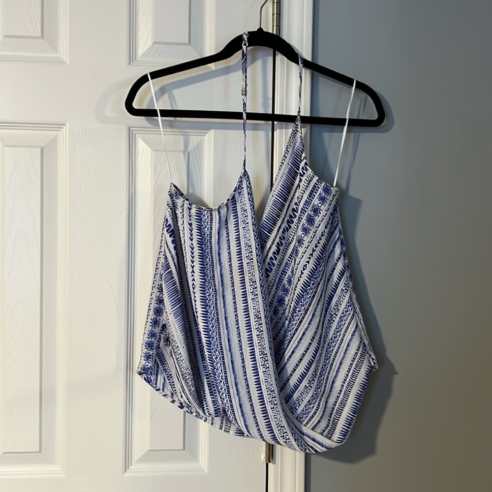 Women’s blue and white patterned halter